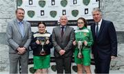 15 May 2017; Attendees, from left, Seamus Leahy, Fota Island Resort, Aoife Bates, Kerry League, Dave Connell, Womens Emerging Talent National Coordinator / U19s Head Coach, Mary Bates, Kerry League, and John Delaney, FAI Chief Executive, during the Fota Island Resort Gaynor Cup launch at the Lord Mayor's Office in Limerick. Photo by Piaras Ó Mídheach/Sportsfile
