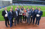 16 May 2017; Sky Sports has announced details of it's biggest and most comprehensive season of GAA coverage yet. Sky Sports will broadcast 14 (out of 20) exclusive fixtures with Dublin’s opening fixture on June 3rd in the Leinster Championship quarter-final acting as the curtain-raiser as they attempt to land a hat-trick of All-Ireland titles. Sky Sports will have expert analysis from Jim McGuinness, Peter Canavan, James Horan, Jamesie O’Connor, JJ Delaney, Ollie Canning and many more, including new addition to the analysis team, Monaghan football legend Dick Clerkin. Pictured at the announcement in Croke Park are, from left, Mike Finnerty, Dave McIntyre, Dick Clerkin, Peter Canavan, James Horan, Brian Carney, Jim McGuinness, Rachel Wyse, JJ Delaney, Jamesie O'Connor, Ollie Canning, Paul Earley and Damien Lawlor. Photo by Brendan Moran/Sportsfile