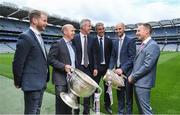 16 May 2017; Sky Sports has announced details of it's biggest and most comprehensive season of GAA coverage yet. Sky Sports will broadcast 14 (out of 20) exclusive fixtures with Dublin’s opening fixture on June 3rd in the Leinster Championship quarter-final acting as the curtain-raiser as they attempt to land a hat-trick of All-Ireland titles. Sky Sports will have expert analysis from Jim McGuinness, Peter Canavan, James Horan, Jamesie O’Connor, JJ Delaney, Ollie Canning and many more, including new addition to the analysis team, Monaghan football legend Dick Clerkin. Pictured at the announcement in Croke Park are, from left, JJ Delaney, Peter Canavan, JJ Buckley, Managing Director, Sky Ireland, Jim McGuinness, Noel Quinn, Media Right Manager, GAA, and Jamesie O'Connor. Photo by Brendan Moran/Sportsfile