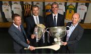 16 May 2017; Sky Sports has announced details of it's biggest and most comprehensive season of GAA coverage yet. Sky Sports will broadcast 14 (out of 20) exclusive fixtures with Dublin’s opening fixture on June 3rd in the Leinster Championship quarter-final acting as the curtain-raiser as they attempt to land a hat-trick of All-Ireland titles. Sky Sports will have expert analysis from Jim McGuinness, Peter Canavan, James Horan, Jamesie O’Connor, JJ Delaney, Ollie Canning and many more, including new addition to the analysis team, Monaghan football legend Dick Clerkin. Pictured at the announcement in Croke Park are, from left, Jamesie O'Connor, JJ Delaney, Jim McGuinness and Peter Canavan. Photo by Brendan Moran/Sportsfile