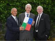 16 May 2017; ASJI President Peter Byrne, centre, with Tony Ward and Ollie Campbell when the Association of Sports Journalists in Ireland (ASJI) honoured the former Ireland international out-halves with a Legends’ Lunch at the Croke Park Hotel in Dublin. Photo by Ray McManus/Sportsfile