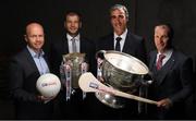 16 May 2017; Sky Sports has announced details of it's biggest and most comprehensive season of GAA coverage yet. Sky Sports will broadcast 14 (out of 20) exclusive fixtures with Dublin’s opening fixture on June 3rd in the Leinster Championship quarter-final acting as the curtain-raiser as they attempt to land a hat-trick of All-Ireland titles. Sky Sports will have expert analysis from Jim McGuinness, Peter Canavan, James Horan, Jamesie O’Connor, JJ Delaney, Ollie Canning and many more, including new addition to the analysis team, Monaghan football legend Dick Clerkin. Pictured at the announcement in Croke Park are, from left, Peter Canavan, JJ Delaney, Jim McGuinness and Jamesie O'Connor. Photo by Brendan Moran/Sportsfile