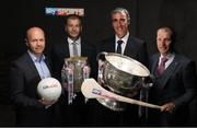 16 May 2017; Sky Sports has announced details of it's biggest and most comprehensive season of GAA coverage yet. Sky Sports will broadcast 14 (out of 20) exclusive fixtures with Dublin’s opening fixture on June 3rd in the Leinster Championship quarter-final acting as the curtain-raiser as they attempt to land a hat-trick of All-Ireland titles. Sky Sports will have expert analysis from Jim McGuinness, Peter Canavan, James Horan, Jamesie O’Connor, JJ Delaney, Ollie Canning and many more, including new addition to the analysis team, Monaghan football legend Dick Clerkin. Pictured at the announcement in Croke Park are, from left, Peter Canavan, JJ Delaney, Jim McGuinness and Jamesie O'Connor. Photo by Brendan Moran/Sportsfile