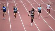 17 May 2017; Rhasidat Adeleke of Presentation Terenure, centre, on her way to winning the Junior Girls 200m during the Irish Life Health Leinster Schools Track and Field Day 1 at Morton Stadium in Santry, Dublin. Photo by David Fitzgerald/Sportsfile