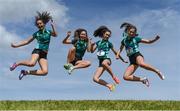 17 May 2017; Girls from Mount Anville Secondary School celebrate after they won the Junior Girls Relay race during the Irish Life Health Leinster Schools Track and Field Day 1 at Morton Stadium in Santry, Dublin. Photo by David Fitzgerald/Sportsfile