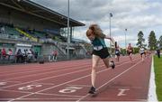 17 May 2017; An athlete from Mount Anville winning the U16 4x300 Relay Race during the Irish Life Health Leinster Schools Track and Field Day 1 at Morton Stadium in Santry, Dublin. Photo by David Fitzgerald/Sportsfile