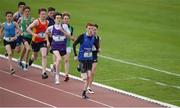 17 May 2017; A general view of the Junior Boys 800m race during the Irish Life Health Leinster Schools Track and Field Day 1 at Morton Stadium in Santry, Dublin. Photo by David Fitzgerald/Sportsfile
