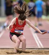 17 May 2017; Emma Carr of Loreto Wexford competing in the Minor Girls Long Jump during the Irish Life Health Leinster Schools Track and Field Day 1 at Morton Stadium in Santry, Dublin. Photo by David Fitzgerald/Sportsfile