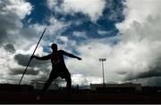 18 May 2017; Nordine Kago, from St Mary's College, Galway, competing in the Intermediate Boys Javelin event during the Irish Life Health Connacht Schools Track and Field Championships at A.I.T, Athlone, in Co. Westmeath. Photo by Cody Glenn/Sportsfile