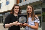 18 May 2017; Caroline Millar, left, sales executive for The Croke Park Hotel, presents Michelle Farrell of Longford Ladies Gaelic Football with The Croke Park Hotel & LGFA Player of the Month for April at The Croke Park, Jones Road, in Dublin. Photo by Ray McManus/Sportsfile