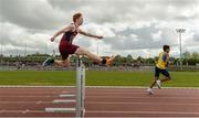 18 May 2017; Diego Brule, from St Enda's College, Galway, on his way to winning the Intermediate Boys 400 meters Hurdle event ahead of second place finisher Ryan McNelis, from Presentation College Athenry, during the Irish Life Health Connacht Schools Track and Field Championships at A.I.T, Athlone, in Co. Westmeath. Photo by Cody Glenn/Sportsfile