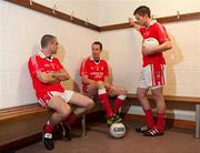 10 November 2011; 'Club is family'; Pictured at St. Brigid’s GAA club are brothers Barry, centre, and Mark Cahill, right and cousin Martin Cahill, left, as preparations continue for the club’s upcoming AIB Leinster GAA football senior club championship clash with Summerhill, Meath county champions, on Sunday 13th November. St Brigids GAA, Castleknock, Co. Dublin. Picture credit: Pat Murphy / SPORTSFILE