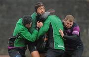 17 November 2011; Connacht players, from left, Dave Gannon, Ray Ofisa, Dave Gannon and Brett Wilkinson in action during squad training ahead of their Heineken Cup Pool 6 Round 2 game against Toulouse on Saturday. Connacht Rugby Squad Training, Sportsground, Galway. Picture credit: Diarmuid Greene / SPORTSFILE