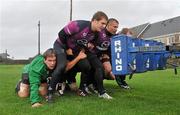 17 November 2011; Connacht's TJ Anderson, left, Dylan Rogers, and Ethienne Reynecke prepare for a scrum during squad training ahead of their Heineken Cup Pool 6 Round 2 game against Toulouse on Saturday. Connacht Rugby Squad Training, Sportsground, Galway. Picture credit: Diarmuid Greene / SPORTSFILE