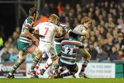 19 November 2011; Andrew Trimble, Ulster, in action against George Chuter, Leicester Tigers. Heineken Cup Pool 4 Round 2, Leicester Tigers v Ulster, Welford Road, Leicester, England. Picture credit: Oliver McVeigh / SPORTSFILE