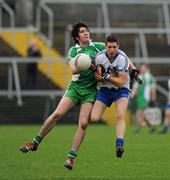 20 November 2011; Aidan Farmer, Latton O’Rahilly’s, Monaghan, in action against Anton McArdle, Burren St Marys, Down. AIB Ulster GAA Football Senior Club Championship Semi-Final, Latton O’Rahilly’s, Monaghan v Burren St Marys, Down, Morgan Athletic Grounds, Armagh. Picture credit: Oliver McVeigh / SPORTSFILE