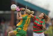 20 November 2011; Tara Lynch, Stabannon, in action against Lorna Woods, Lisnaskea. Tesco All-Ireland Intermediate Ladies Football Club Championship Final, Lisnaskea v Stabannon, St. Mary’s Park, Scotstown, Monaghan. Photo by Sportsfile