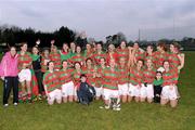 20 November 2011; Lisnaskea players celebrate with the cup after the game. Tesco All-Ireland Intermediate Ladies Football Club Championship Final, Lisnaskea v Stabannon, St. Mary’s Park, Scotstown, Monaghan. Photo by Sportsfile