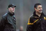 20 November 2011; Kilmurry-Ibrickane, Clare, manager John Kennedy, left, and Dr. Crokes, Kerry, manager Harry O'Neill during the final moments of the game. AIB Munster GAA Football Senior Club Championship Semi-Final, Dr. Crokes, Kerry v Kilmurry-Ibrickane, Clare, Dr. Crokes GAA Club, Killarney, Co. Kerry. Picture credit: Diarmuid Greene / SPORTSFILE