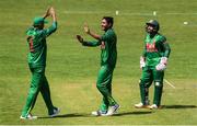 19 May 2017; Sunzamul Islam of Bangladesh is congratulated by Mashrafe Mortaza after taking the wicket of Barry McCarthy of Ireland during the One Day International match between Ireland and Bangladesh at Malahide Cricket Club in Dublin. Photo by Sam Barnes/Sportsfile