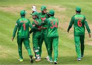 19 May 2017; Mushfizur Rahim of Bangladesh, second from left, is congratulated by team mates after taking a catch during the One Day International match between Ireland and Bangladesh at Malahide Cricket Club in Dublin. Photo by Sam Barnes/Sportsfile
