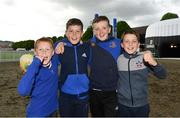 19 May 2017; Leinster supporters, from left, Jack Manifold, Conor Manifold, Jamie Flood and Joe Manifold ahead of the Guinness PRO12 Semi-Final match between Leinster and Scarlets at the RDS Arena in Dublin. Photo by Ramsey Cardy/Sportsfile