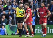 19 May 2017; Steffan Evans of Scarlets leaves the pitch after being shown a red card by referee Marius Mitrea during the Guinness PRO12 Semi-Final match between Leinster and Scarlets at the RDS Arena in Dublin. Photo by Brendan Moran/Sportsfile