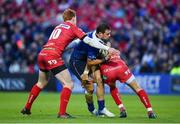 19 May 2017; Robbie Henshaw of Leinster is tackled by Rhys Patchell, left, and Liam Williams of Scarlets during the Guinness PRO12 Semi-Final match between Leinster and Scarlets at the RDS Arena in Dublin. Photo by Ramsey Cardy/Sportsfile