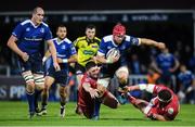 19 May 2017; Josh van der Flier of Leinster in action against Wyn Jones, left, and Werner Kruger of Scarlets during the Guinness PRO12 Semi-Final match between Leinster and Scarlets at the RDS Arena in Dublin. Photo by Stephen McCarthy/Sportsfile