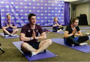 19 May 2017; The first ever Cadbury #BoostYourAwareness Touch rugby Blitz took place today in Lansdowne Rugby Football Club. The day-long event, which was held in aid of Cadbury’s charity partner Aware, aims to highlight and educate participants on the importance of maintaining positive mental health by staying active. Pictured is  a yoga class during the matches at Lansdowne RFC in Lansdowne Road, Dublin. Photo by Cody Glenn/Sportsfile