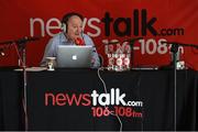 19 May 2017; The first ever Cadbury #BoostYourAwareness Touch rugby Blitz took place today in Lansdowne Rugby Football Club. The day-long event, which was held in aid of Cadbury’s charity partner Aware, aims to highlight and educate participants on the importance of maintaining positive mental health by staying active. Pictured is Newstalk's George Hook on air at Lansdowne RFC in Lansdowne Road, Dublin. Photo by Cody Glenn/Sportsfile