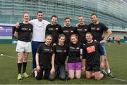 19 May 2017; The first ever Cadbury #BoostYourAwareness Touch rugby Blitz took place today in Lansdowne Rugby Football Club. The day-long event, which was held in aid of Cadbury’s charity partner Aware, aims to highlight and educate participants on the importance of maintaining positive mental health by staying active. Pictured is the HSBC Team with Isaac Boss and Alan Quinlan at Lansdowne RFC in Lansdowne Road, Dublin. Photo by Cody Glenn/Sportsfile