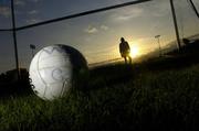 31 May 2006; A general view of a football and GAA goals. Leinster Junior Football Championship, Quarter-Final, Dublin v Wexford, Parnell Park, Dublin. Picture credit: Brian Lawless / SPORTSFILE