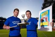 22 November 2011; Mayo's Aidan O'Shea, left, and Crossmaglen Rangers' Oisin McConville in attendance at the Off the Booze on the Ball launch. The fun challenge with a healthy twist invites participants to abstain from alcohol for the month of January and in doing so seek sponsorship to go towards their local GAA club. Croke Park, Dublin. Photo by Sportsfile