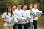 24 November 2011; With the Federation of Irish Sport’s submission to the government are Irish sports athletes, from left, Irish swimmer Grainne Murphy, Dublin footballer Bernard Brogan, Ireland and Leinster rugby player Sean O'Brien, Bohemians soccer player Owen Heary, Irish high jump athlete Deirdre Ryan and Tipperary hurler Lar Corbett. A delegation representing the governing bodies of the 74 National Sports Governing Bodies in Ireland met with Minister for Transport, Tourism and Sport Leo Varadkar T.D. and Minister of State for Tourism and Sport Michael Ring T.D. to present the case for the role of sport in Ireland’s economic recovery. Iveagh Gardens, Dublin. Picture credit: Stephen McCarthy / SPORTSFILE