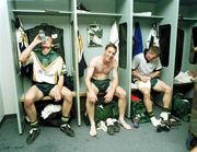 1 October 1999; John McDermott, Trevor Giles and Séan og de Paor pictured in the dressing room after the game. Ireland v Australia, 2nd Test, Football Park, Adelaide, Australia. Picture credit; Ray McManus / SPORTSFILE
