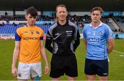 20 May 2017; Ciarán Reilly of Longford and Donal Ryan of Dublin with referee Séamus Mulhare during the toss ahead of the Electric Ireland Leinster GAA Minor Football Championship Quarter-Final match between Dublin and Longford at Parnell Park in Dublin. Photo by Sam Barnes/Sportsfile