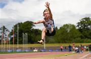 20 May 2017; Shane Keane of Blackrock College competes in the senior boys long jump event during day 2 of the Irish Life Health Leinster Schools Track & Field Championships at Morton Stadium in Dublin. Photo by Stephen McCarthy/Sportsfile