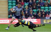 20 May 2017; Tiernan O Halloran of Connacht Rugby is tackled by Nafi Tuitavake of Northampton Saints during the Champions Cup Playoff match between Northampton Saints and Connacht at Franklins Gardens in Northampton. Photo by Robin Parker/Sportsfile