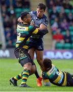 20 May 2017; Danie Poolman of Connacht Rugby is tackled by Nafi Tuitavaked and Nic Groom of Northampton Saints during the Champions Cup Playoff match between Northampton Saints and Connacht at Franklins Gardens in Northampton. Photo by Robin Parker/Sportsfile
