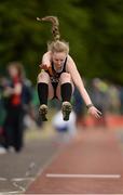 20 May 2017; Rachel Bowler of Mercy Mount Hawk, Co Kerry, competing in the Girls Triple Jump Senior event during the Irish Life Health Munster Schools Track & Field Championships at C.I.T in Cork. Photo by Piaras Ó Mídheach/Sportsfile
