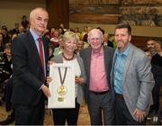 20 May 2017; Colette and Dick Sweetman are presented with a Distinguished Service Award by Terry Buckley, Chairperson, Special Olympics Ireland and Matt English, CEO, SOI, during the Special Olympics Ireland AGM 2017 at Crowne Plaza in Blanchardstown, Dublin. Photo by Ray McManus/Sportsfile
