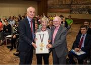 20 May 2017; Colette and Dick Sweetman are presented with a Distinguished Service Award by Terry Buckley, Chairperson, Special Olympics Ireland at the Special Olympics Ireland AGM 2017 at Crowne Plaza in Blanchardstown, Dublin. Photo by Ray McManus/Sportsfile