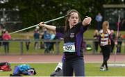 20 May 2017; Tara Myers of Waterpark, Co Waterford, competing in the Girls Javelin 400g Junior event during the Irish Life Health Munster Schools Track & Field Championships at C.I.T in Cork. Photo by Piaras Ó Mídheach/Sportsfile