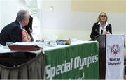 20 May 2017; Sarah Keane, President of the Olympic Council of Ireland, speaking at the Special Olympics Ireland AGM 2017 at Crowne Plaza in Blanchardstown, Dublin. Photo by Ray McManus/Sportsfile