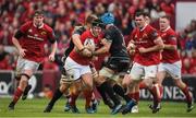 20 May 2017; Tyler Bleyendaal of Munster is tackled by Olly Cracknell, left, and Justin Tipuric of Ospreys during the Guinness PRO12 semi-final match between Munster and Ospreys at Thomond Park in Limerick. Photo by Brendan Moran/Sportsfile