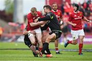 20 May 2017; Keith Earls of Munster is tackled by Scott Baldwin, left, and Ashley Beck of Ospreys during the Guinness PRO12 semi-final between Munster and Ospreys at Thomond Park in Limerick. Photo by Diarmuid Greene/Sportsfile