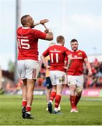 20 May 2017; Simon Zebo of Munster celebrates after scoring his side's second try during the Guinness PRO12 semi-final between Munster and Ospreys at Thomond Park in Limerick. Photo by Diarmuid Greene/Sportsfile