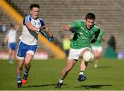 20 May 2017; Ryan Lyons of Fermanagh in action against Shane Carey of Monaghan during the Ulster GAA Football Senior Championship Preliminary Round match between Monaghan and Fermanagh at St Tiernach's Park in Clones, Co. Monaghan. Photo by Oliver McVeigh/Sportsfile