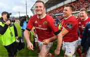 20 May 2017; Donnacha Ryan, left, of Munster with team-mates CJ Stander and John Ryan after the Guinness PRO12 semi-final match between Munster and Ospreys at Thomond Park in Limerick. Photo by Brendan Moran/Sportsfile